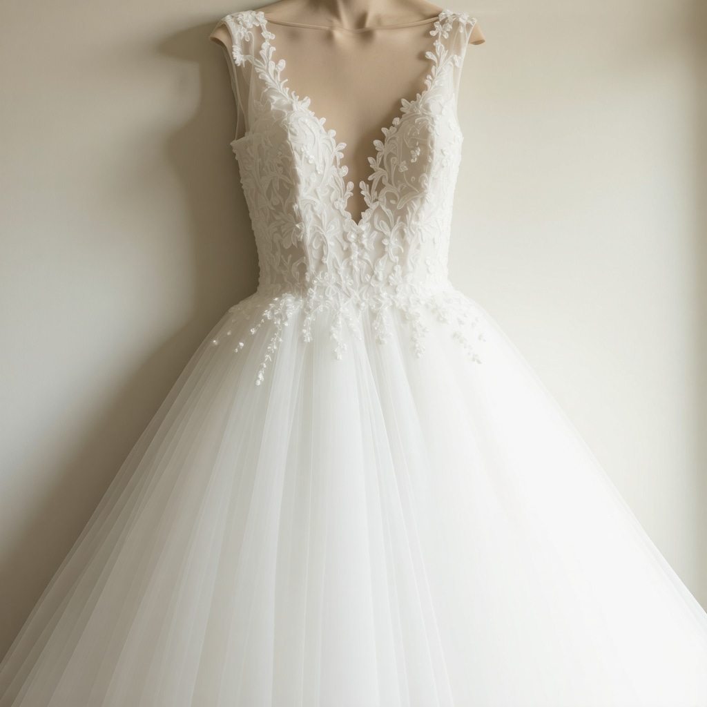 Wedding gown in a preservation box with archival tissue and breathable cover