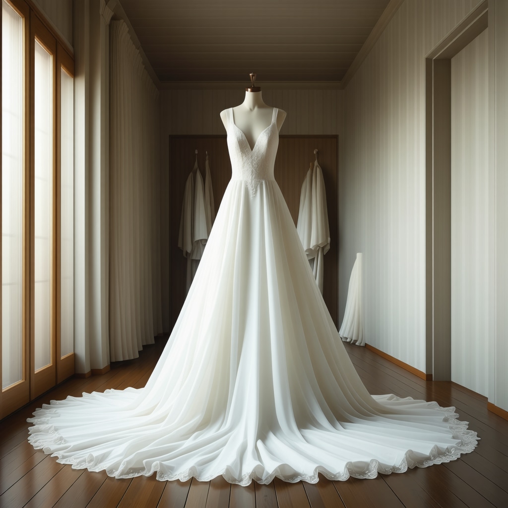 Vintage wedding gown stored in a climate-controlled environment for preservation