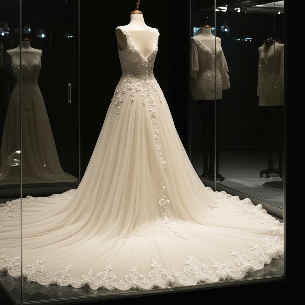 Elegant wedding gown stored in a preservation box in Tampa