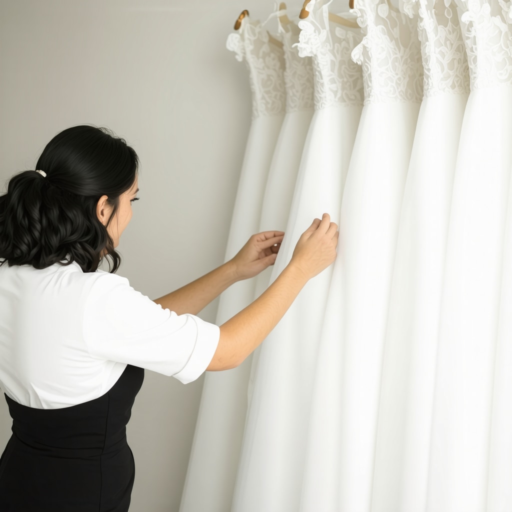Expert demonstrating proper storage techniques for wedding gown preservation.