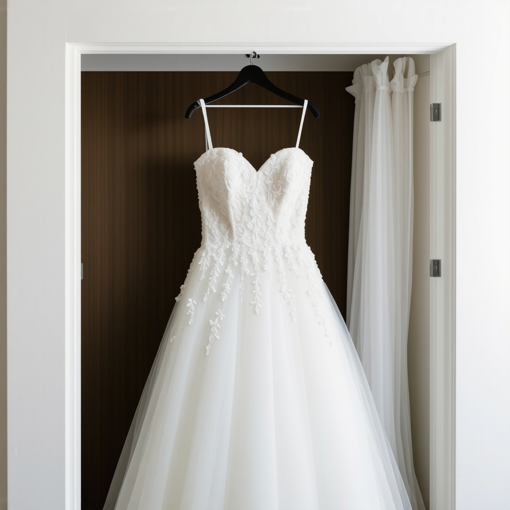 Delicate wedding gown stored safely for long-term preservation