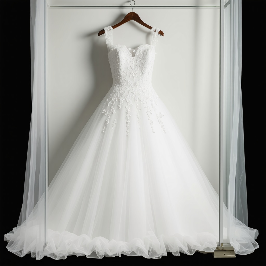 Elegant wedding gown stored properly for long-term preservation
