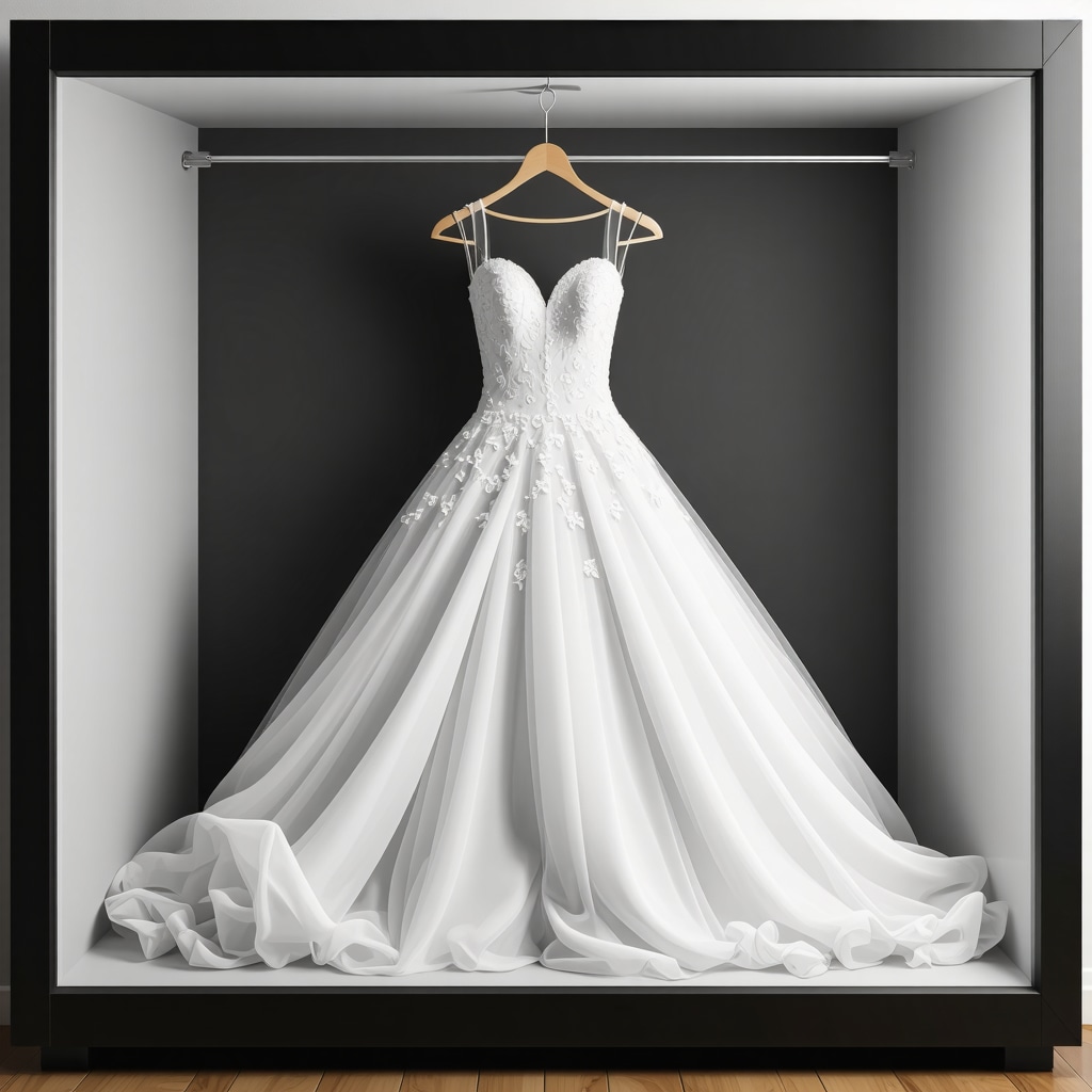 Wedding gown stored in an acid-free box with climate control