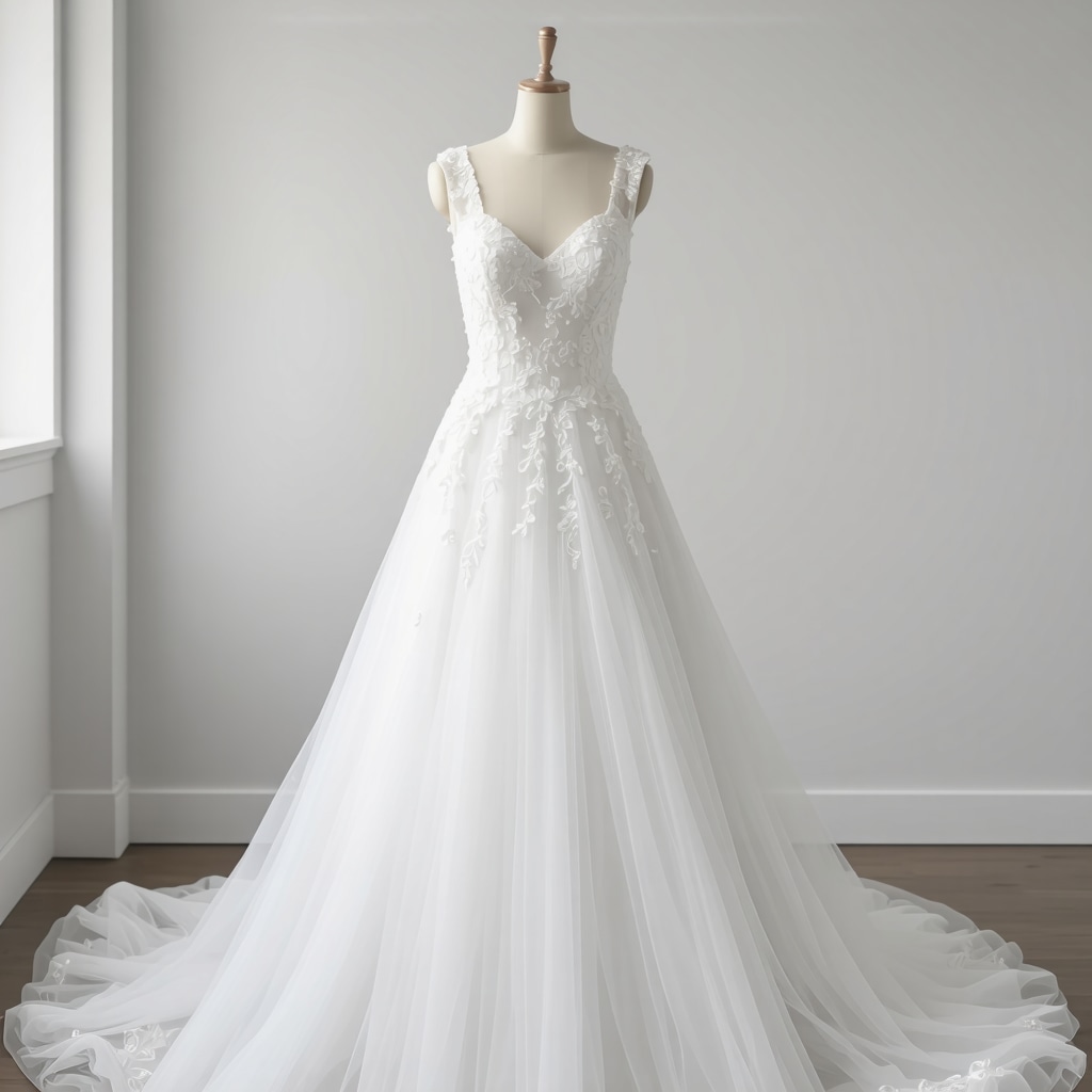 Elegant wedding gown stored in archival-quality preservation materials