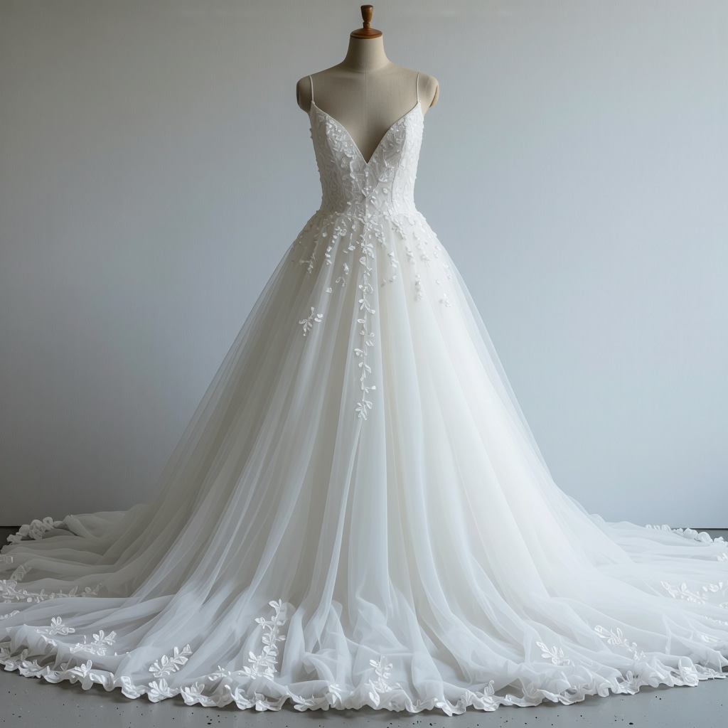 Vintage wedding gown being preserved with climate control and eco-friendly methods