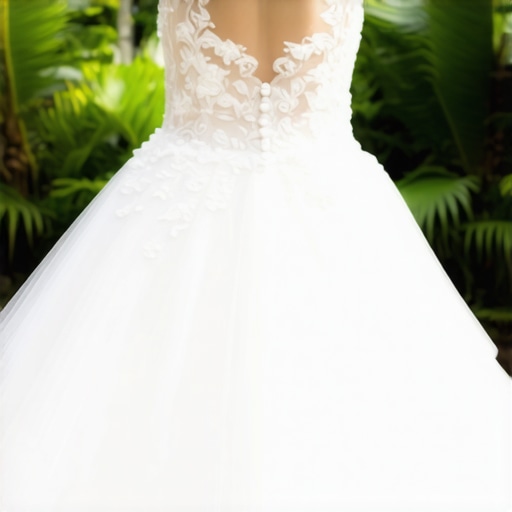 Wedding gown stored with biodegradable, eco-friendly materials in a Tampa garden setting