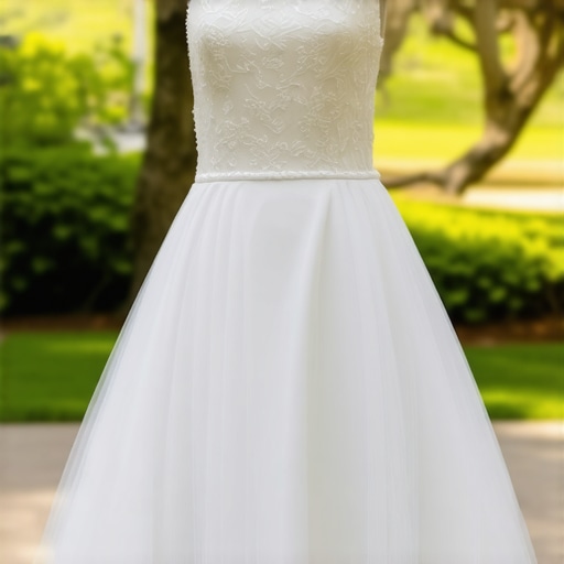 Beautiful wedding dress in a Tampa garden highlighting eco-conscious preservation techniques