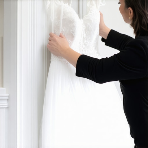 A specialist delicately cleaning a vintage wedding dress in Tampa