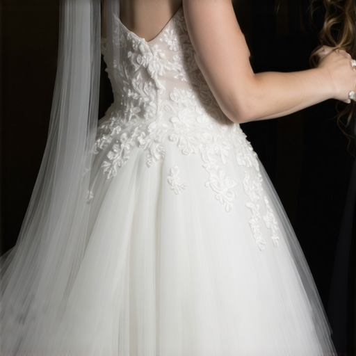 Specialist carefully handling vintage wedding dress in Tampa