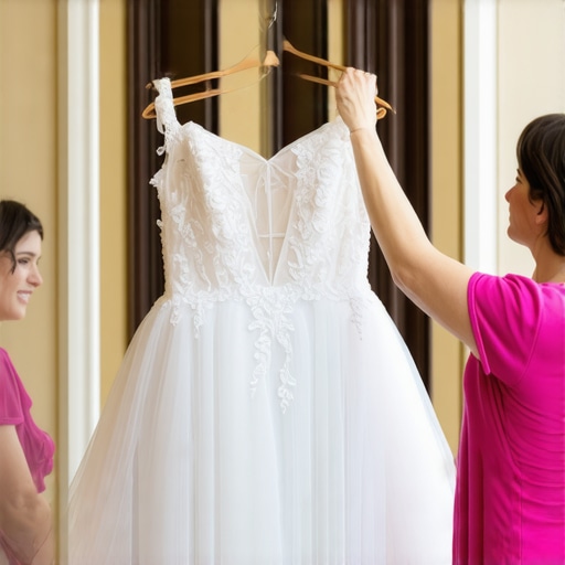 Professional using laser cleaning on a vintage wedding dress in Tampa studio