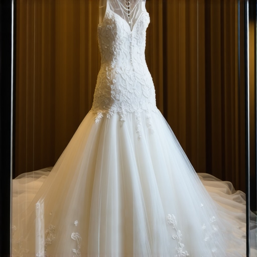 Wedding gown stored in a preservation box for long-term protection.
