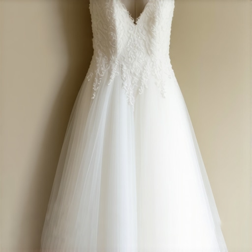 Vintage wedding gown stored in climate-controlled environment for preservation