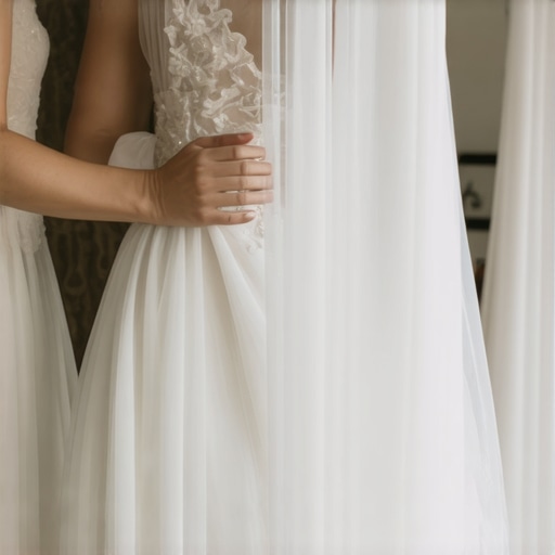 Close-up of a vintage wedding gown being carefully preserved by experts in Tampa.