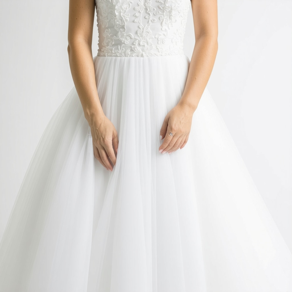 Close-up of ultrasonic cleaning device treating a wedding dress in Tampa