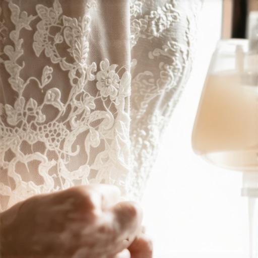 Expert cleaning of delicate vintage wedding gown fabric with gentle brushes and detergents.