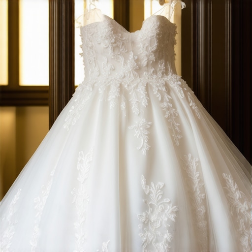 Vintage wedding gown stored in climate-controlled box for preservation.