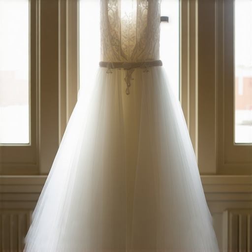 Elegant vintage wedding gown stored carefully in preservation storage with museum-quality care