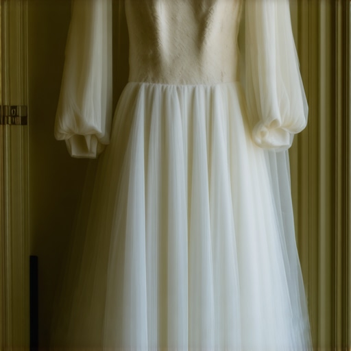 Vintage wedding gown stored in archival preservation box in climate-controlled environment