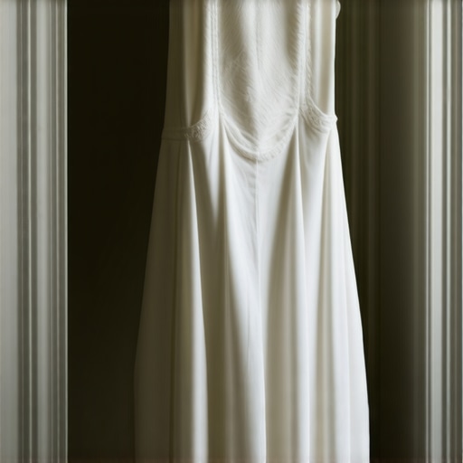 Vintage wedding gown stored in acid-free box with proper handling in climate-controlled environment