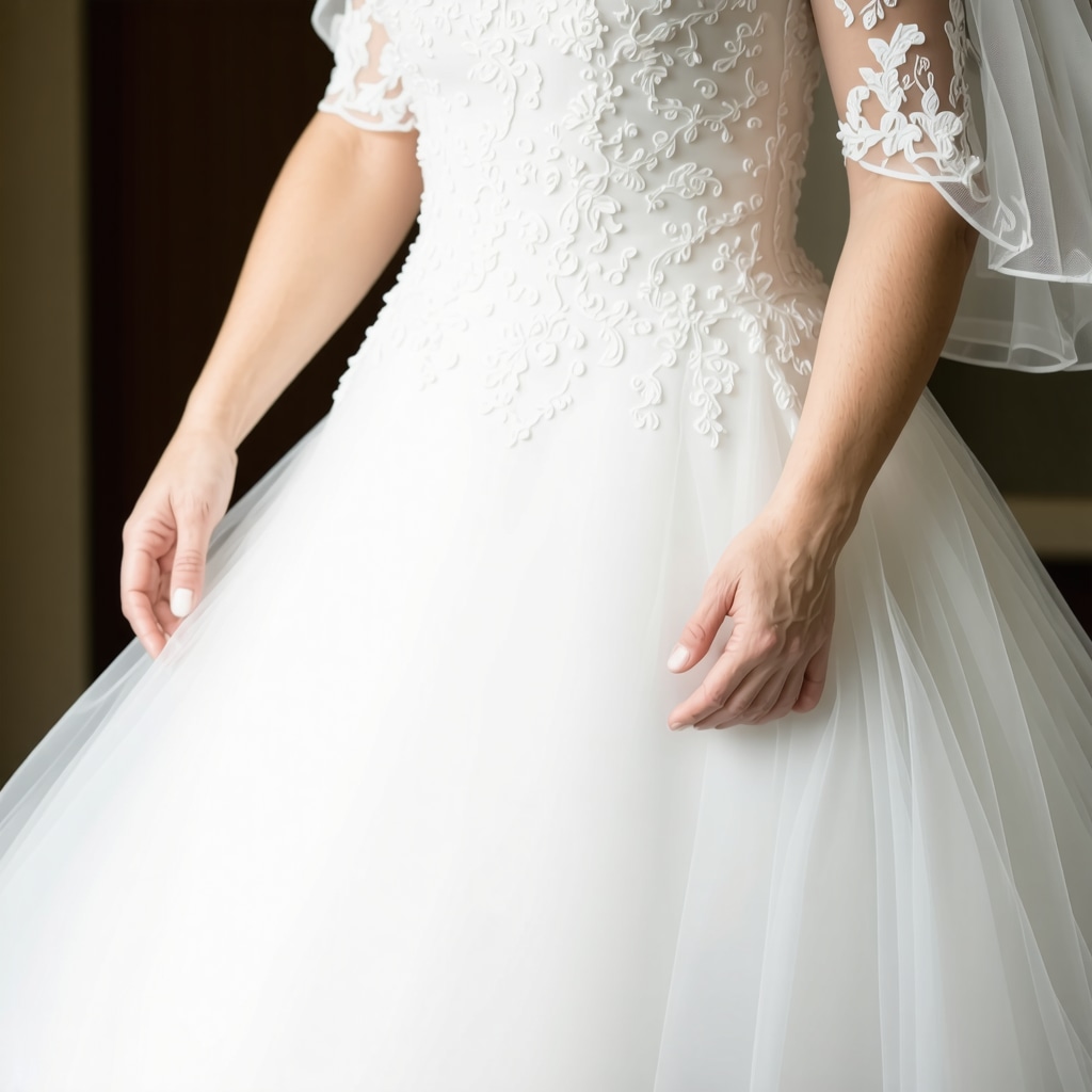 Expert cleaning vintage wedding gown with gentle techniques in preservation studio.