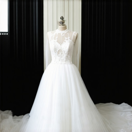 Vintage wedding gown undergoing ultrasonic cleaning for preservation.