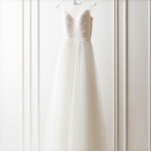 Bride's gown carefully stored in archival box in preservation facility.