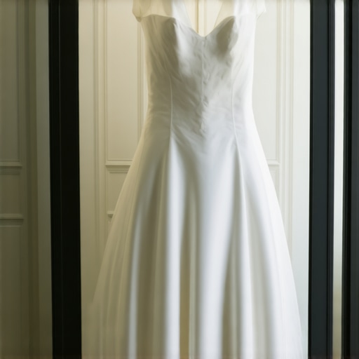 Wedding gown stored in preservation box in climate-controlled room