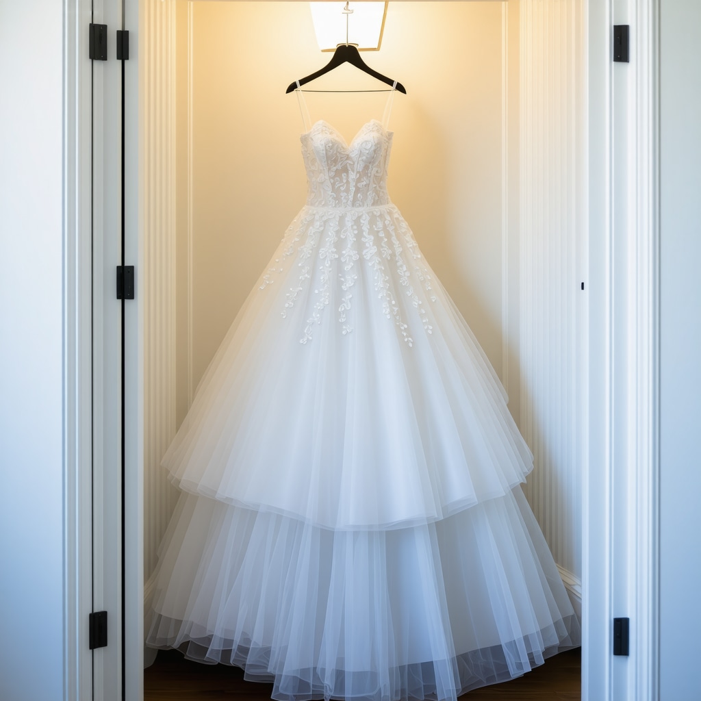 Wedding dress stored in preservation box in climate-controlled environment in Tampa