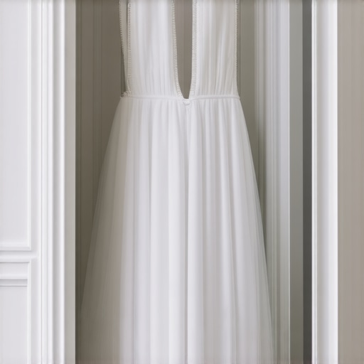 Elegant wedding gown carefully stored in a climate-controlled box for preservation.
