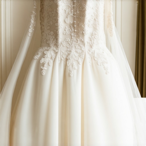 Wedding gown stored in an archival box with tissue wrapping