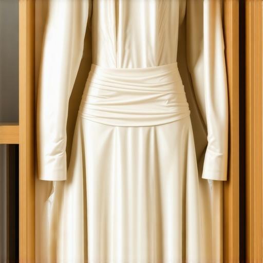 Vintage wedding dress wrapped in tissue inside preservation box