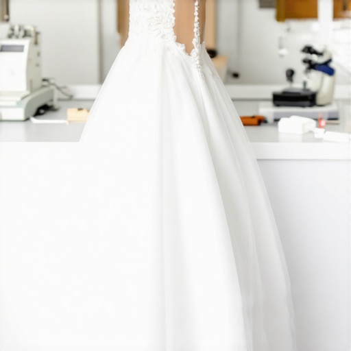 A vintage wedding gown stored in an acid-free box, highlighting preservation methods for longevity.