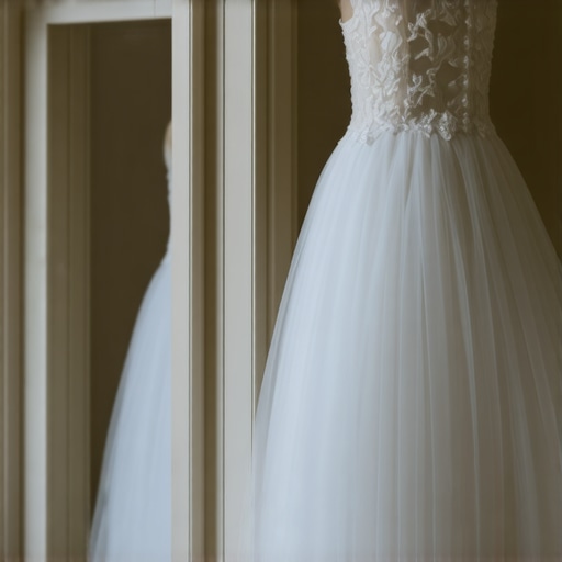 Vintage wedding gown preservation materials and climate-controlled storage environment.