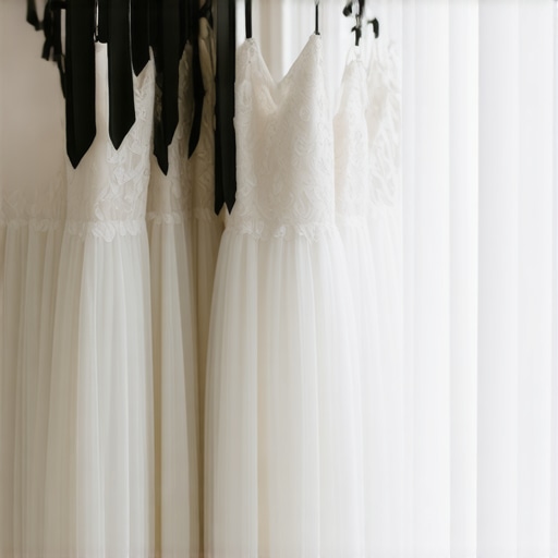 Bride's gown in biodegradable preservation box, eco-friendly care techniques.