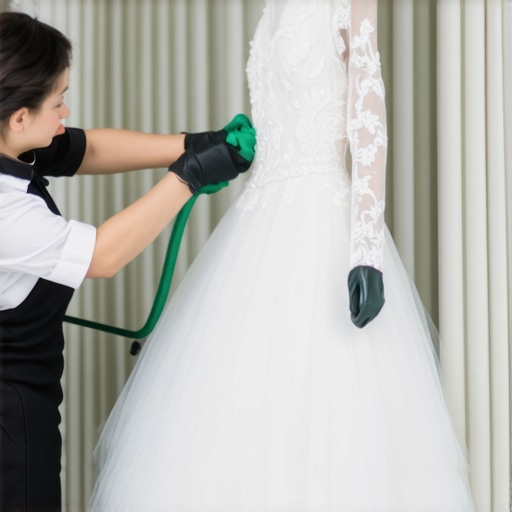 Eco-Friendly Wedding Dress Cleaning in Tampa Professional cleaner using eco-friendly methods on vintage wedding gown