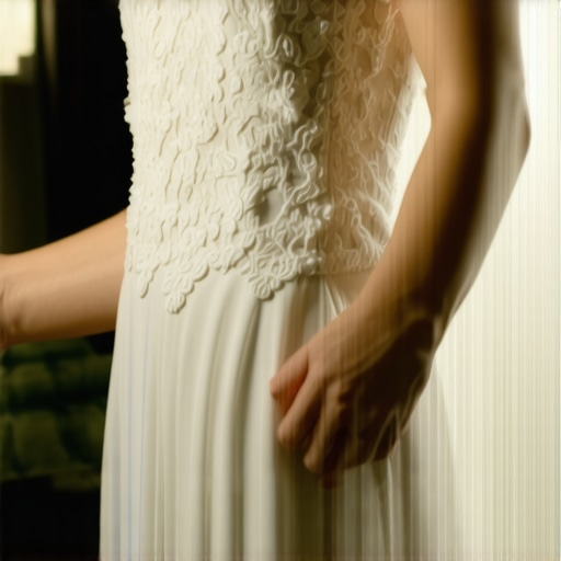 Vintage lace wedding gown being cleaned with ultrasonic device, eco-friendly conservation process