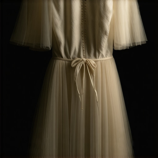 Vintage wedding gown stored in a preservation box, highlighting delicate fabric and intricate details