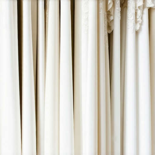 Close-up of delicate vintage wedding gown fabric stored in climate-controlled environment