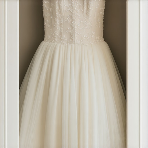 Beautiful wedding gown stored in a preservation box in Tampa