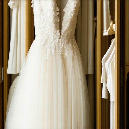 Wedding dress stored in preservation box with vintage fabrics