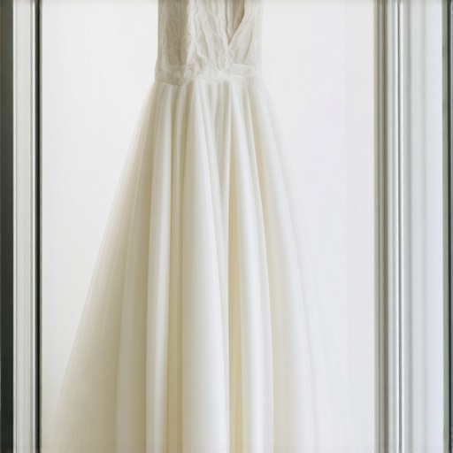 Vintage wedding dress stored in climate-controlled display case