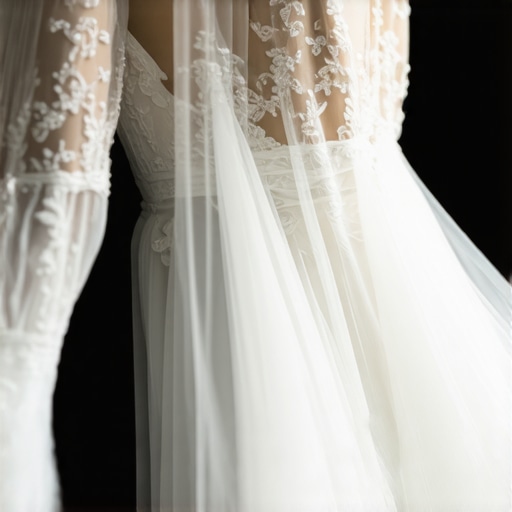 Expert Wedding Gown Cleaning Tampa Close-up of delicate wedding gown fabric being cleaned with eco-friendly techniques