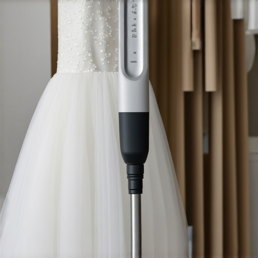 Close-up of delicate wedding gown cleaning equipment used by experts in Tampa