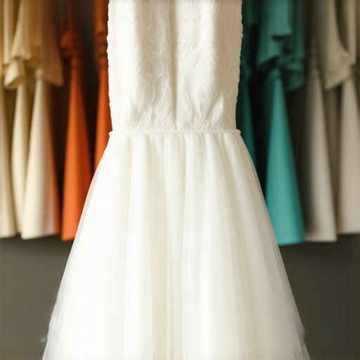 Close-up of professional inspecting vintage wedding gown