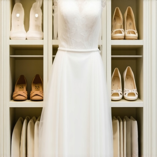 Professional Wedding Gown Preservation Setup A high-quality wedding gown stored in a museum-grade, breathable preservation box, illustrating expert gown preservation.