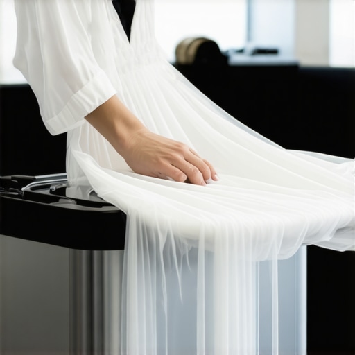 Professional ultrasonic cleaner gently cleaning a wedding gown with ultrasonic waves