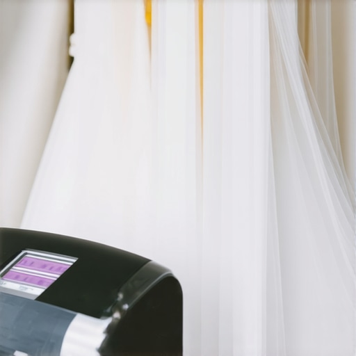 Professional ultrasonic cleaning equipment handling a wedding dress